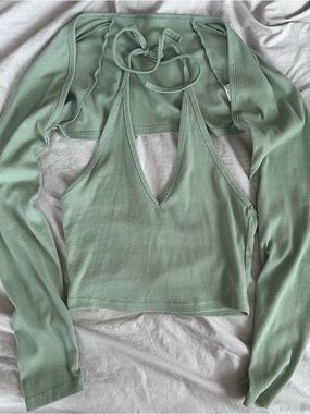 Mint/sage green Bolero and Halter Neck Top